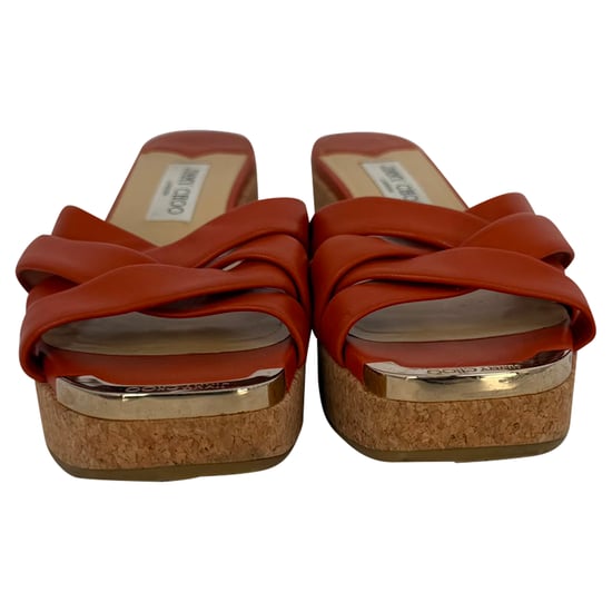 Jimmy Choo Maribou 50 Platåsandaler med Kilklack i Orange Läder - Image 2