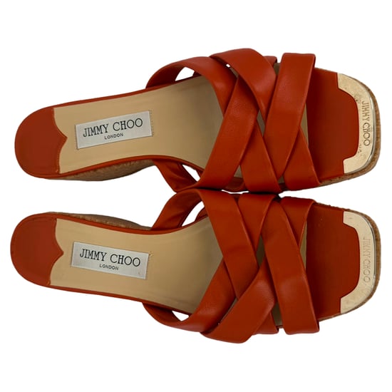 Jimmy Choo Maribou 50 Platåsandaler med Kilklack i Orange Läder - Image 3