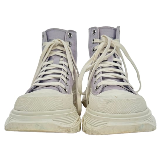 Alexander McQueen Tread Slick High-Top Sneakers i Lila Bomull - Image 2