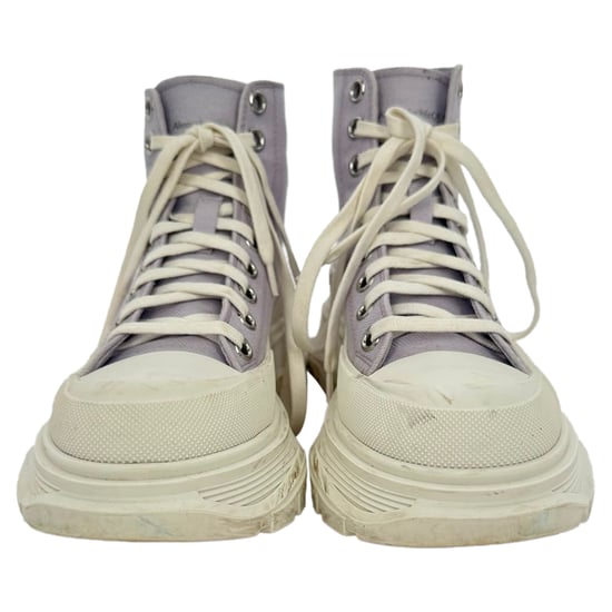 Alexander McQueen Tread Slick High-Top Sneakers i Lila Bomull - Image 3