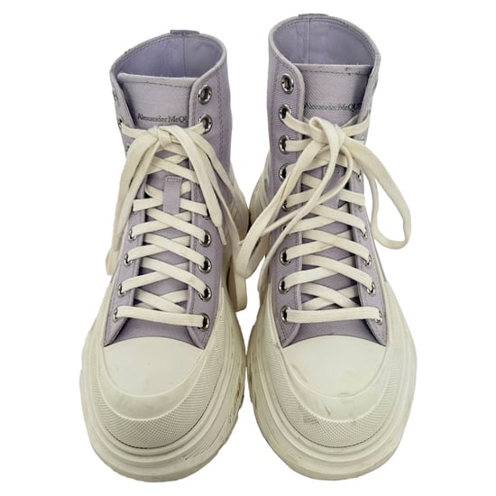 Alexander McQueen Tread Slick High-Top Sneakers i Lila Bomull - Image 4