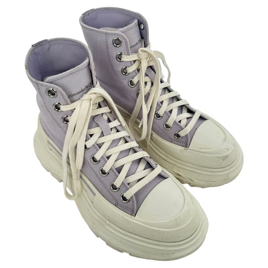 Alexander McQueen Tread Slick High-Top Sneakers i Lila Bomull - Image 6