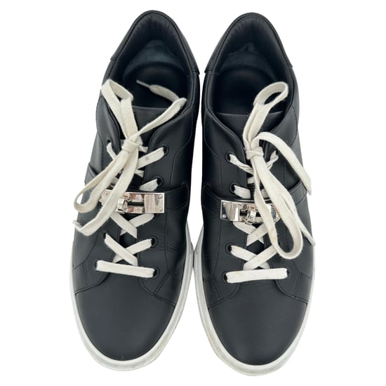 Hermès Day Low-Top Sneakers in Black Calf Leather - Image 4