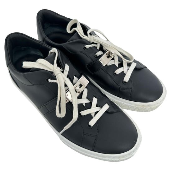 Hermès Day Low-Top Sneakers in Black Calf Leather - Image 6