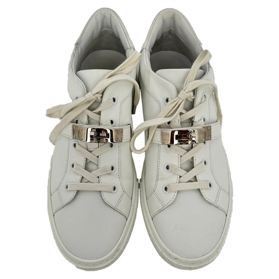 Hermès Day Low-Top Sneakers in White Calf Leather - Image 4