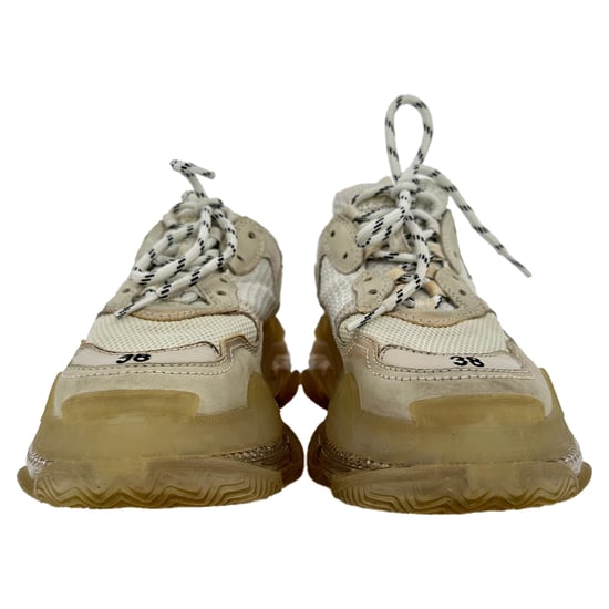 Balenciaga Triple S Clear Sole Sneakers in Beige Polyester - Image 2