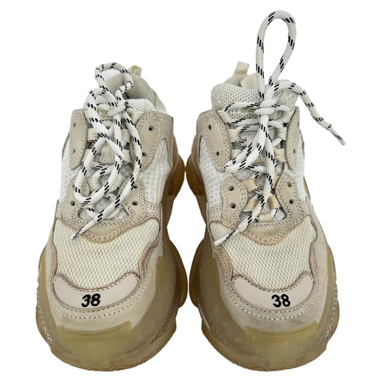 Balenciaga Triple S Clear Sole Sneakers in Beige Polyester - Image 3