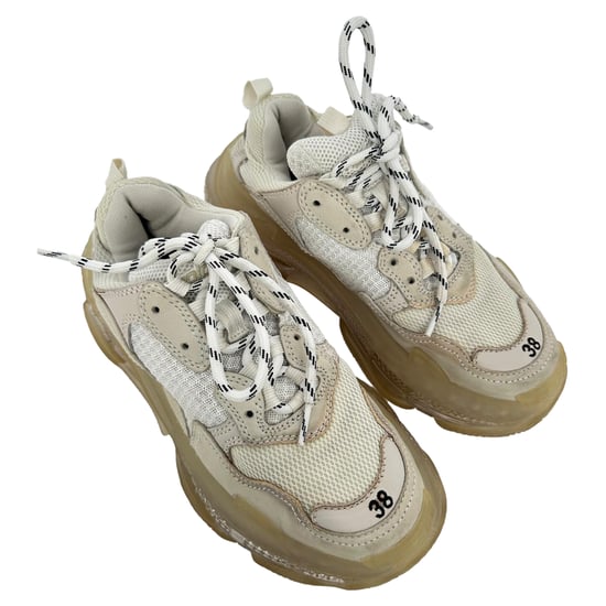 Balenciaga Triple S Clear Sole Sneakers in Beige Polyester - Image 4