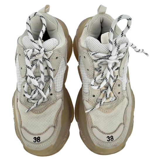 Balenciaga Triple S Clear Sole Sneakers in Beige Polyester - Image 5