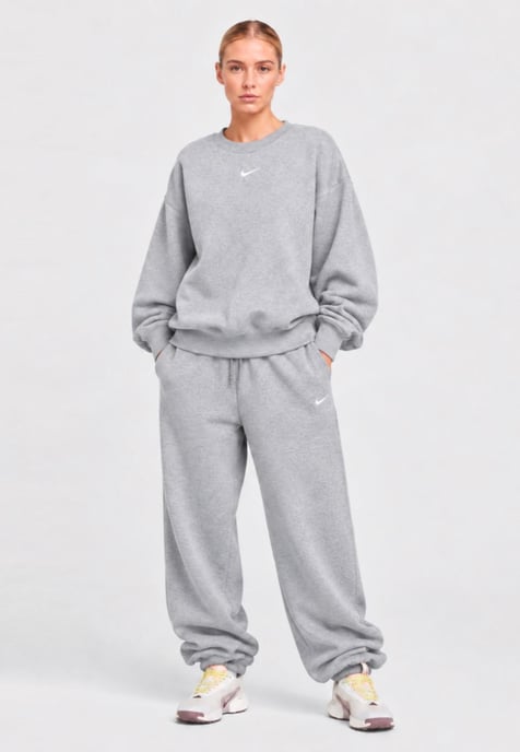 Nike Womens Oversized Phoenix Crewneck Pullover Tracksuit in Grey - Image 1
