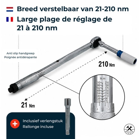 4toolz Momentsleutelset in opbergbox – 21-210 nm – 5-delig 1/2" - Image 2