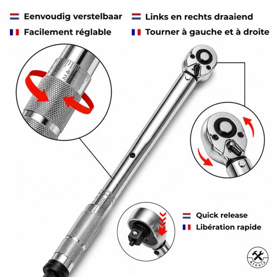 4toolz Momentsleutelset in opbergbox – 21-210 nm – 5-delig 1/2" - Image 3