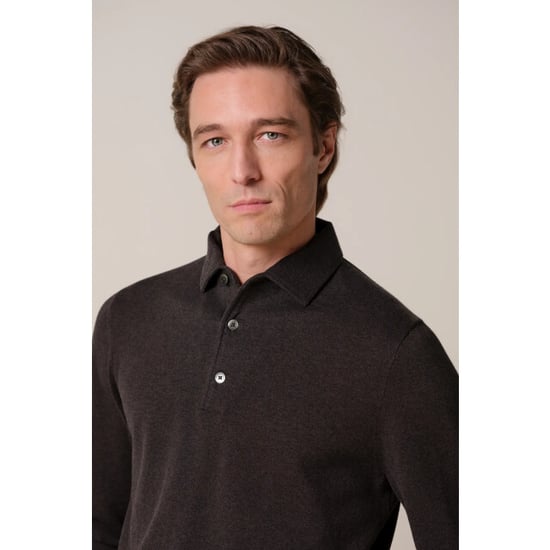 Profuomo Ppxj30003e polo one piece long sleeve dark brown - Image 1