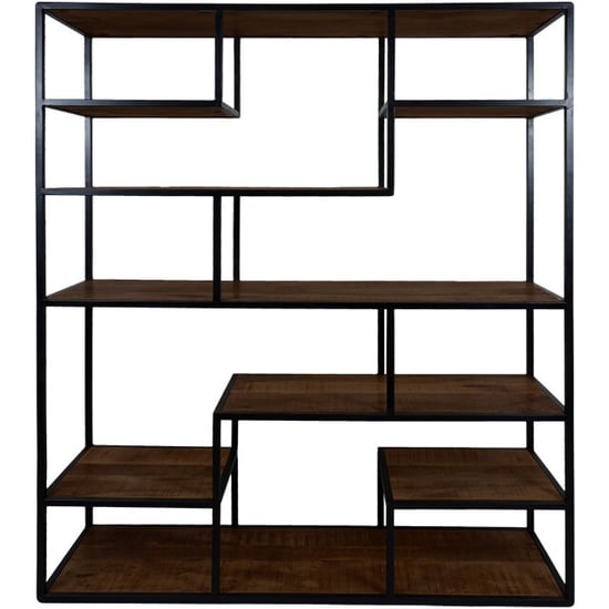 Home67 Vakkenkast huub espresso mangohout 175 x 145 cm roomdivider - Image 1