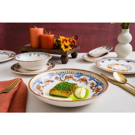 Bonna Dinerbord retro floral porselein 25 cm set van 6 - Image 3