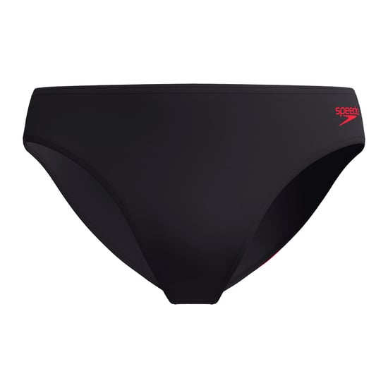 Speedo Mens Hyperboom Splice Logo Swim Briefs (Black/Coral) - Image 1