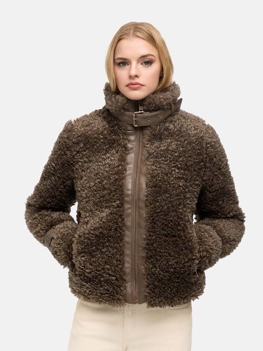 Navahoo Wuschelwonne teddyjacka för dam med spänndetaljer - Image 5