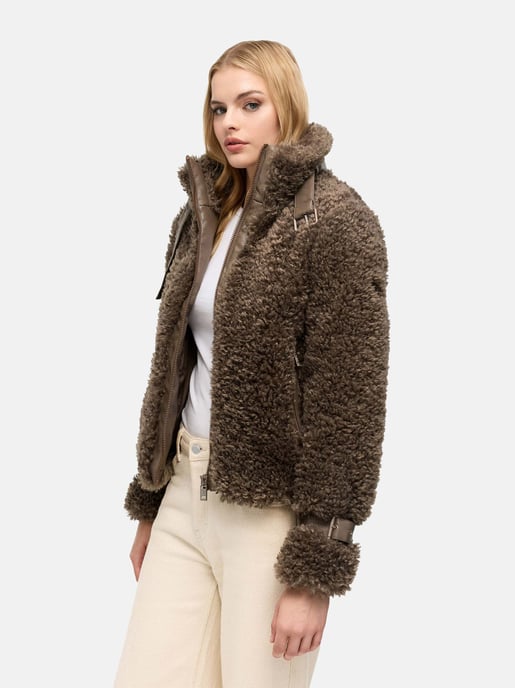 Navahoo Wuschelwonne teddyjacka för dam med spänndetaljer - Image 6