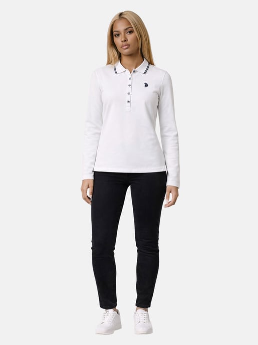 U.S. Polo Assn. dames poloshirt met lange mouwen en stretch - Image 1