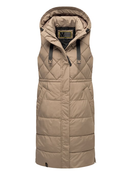 Marikoo lange gewatteerde damesbodywarmer met capuchon – Narikaa - Image 1