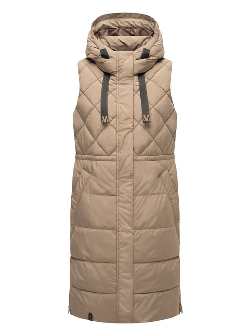 Marikoo lange gewatteerde damesbodywarmer met capuchon – Narikaa - Image 2