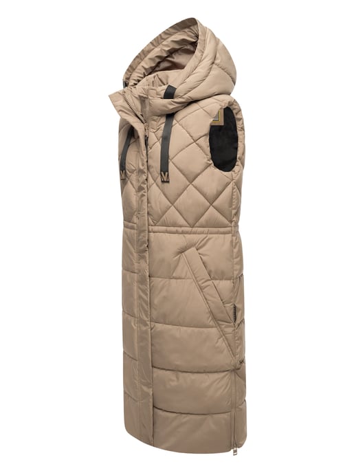 Marikoo lange gewatteerde damesbodywarmer met capuchon – Narikaa - Image 3