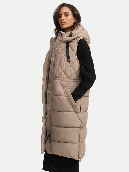 Marikoo lange gewatteerde damesbodywarmer met capuchon – Narikaa - Image 6