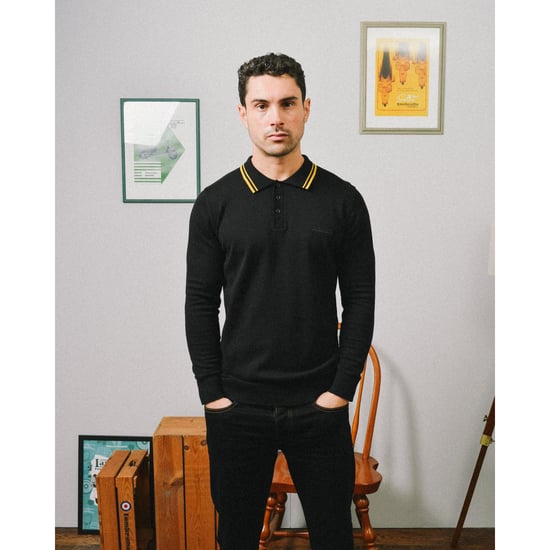 Lambretta Mens Tipped Long Sleeve Mod Polo Shirt Collar Button Top - Image 2