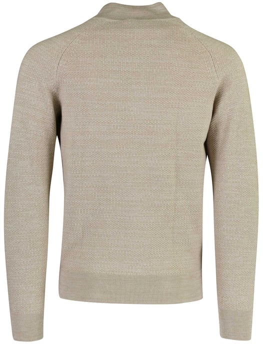 Trui Gentiluomo beige half zip katoen - Image 2