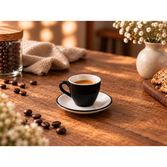 Bonna Espresso kopjes & schotel lavis black porselein set van 6 - Image 1