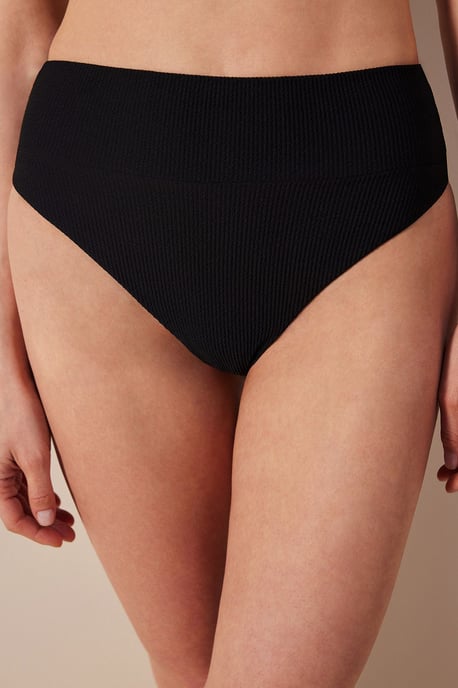 Mary High Leg Textured Bikini Bottom - Image 1
