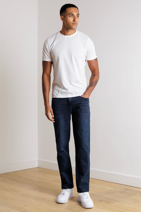 Dark Indigo Straight Fit Denim Stretch Jeans - Image 3