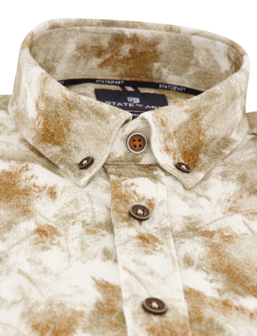 Overhemd State of Art beige geprint - Image 3