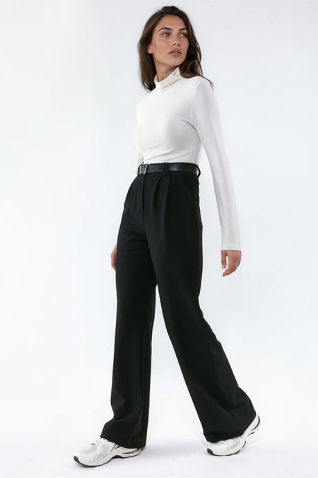 Belted Stretch Palazzo Pants - Image 2