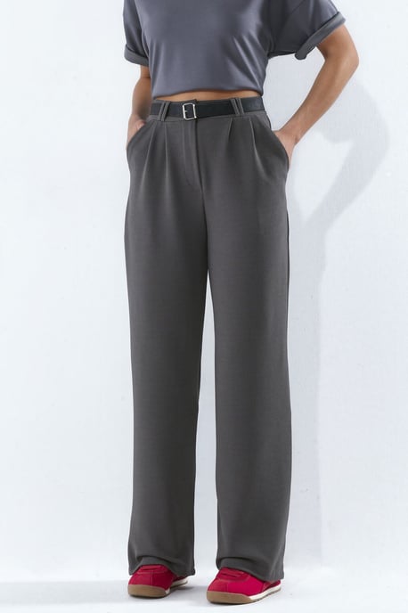 Belted Stretch Palazzo Pants - Image 1