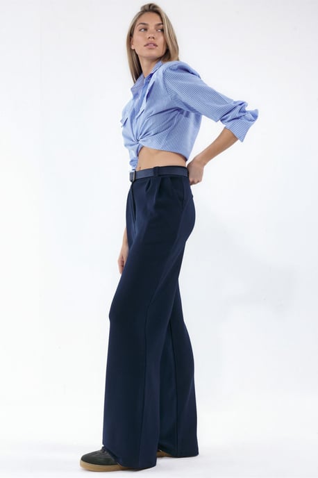 Belted Stretch Palazzo Pants - Image 2