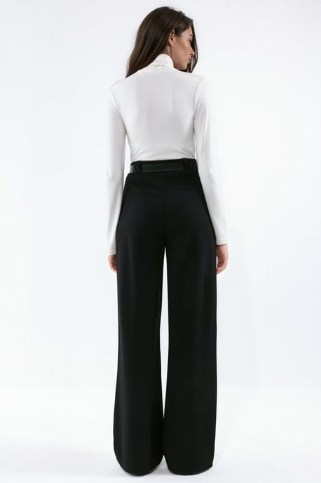 Belted Stretch Palazzo Pants - Image 3