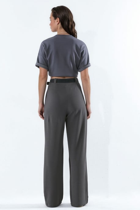 Belted Stretch Palazzo Pants - Image 3