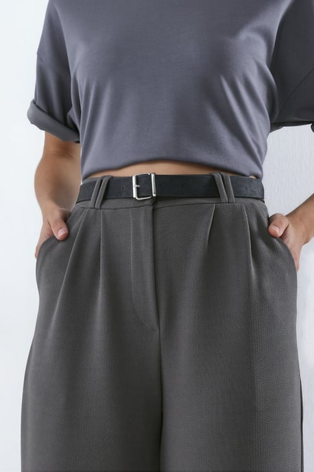 Belted Stretch Palazzo Pants - Image 4