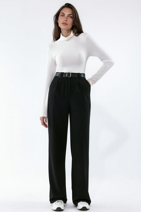 Belted Stretch Palazzo Pants - Image 4