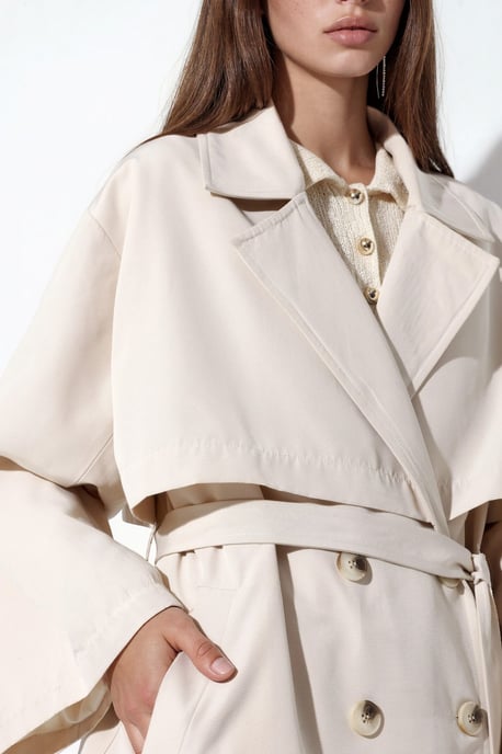 Double-Breasted Belted Trench Coat - Image 4