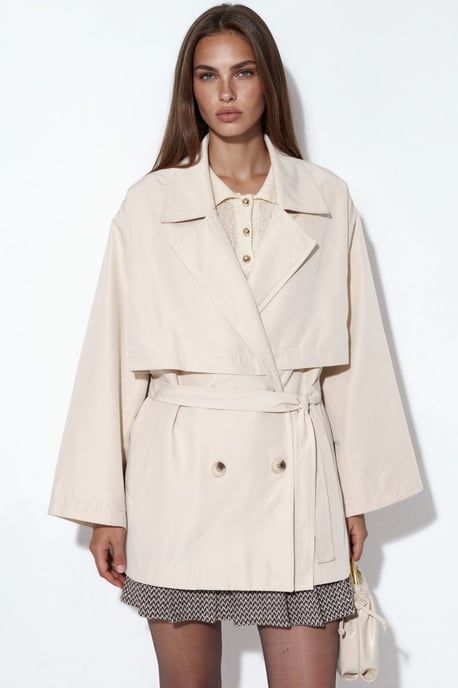 Double-Breasted Belted Trench Coat - Image 5