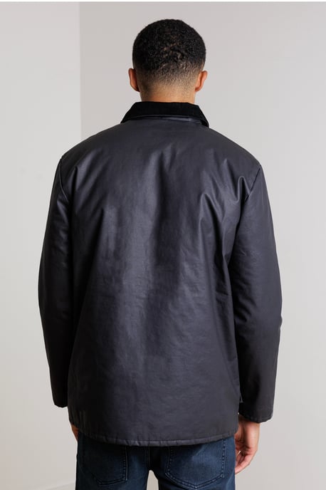Navy Cotton Jacket With Cord Collar - Image 2