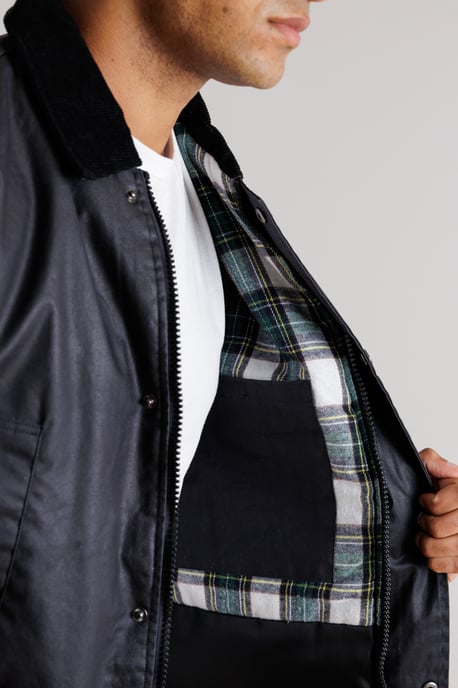 Navy Cotton Jacket With Cord Collar - Image 5