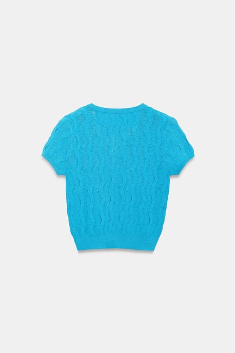 Dames Cropped Jacquard Knopen Cardigan - Image 6