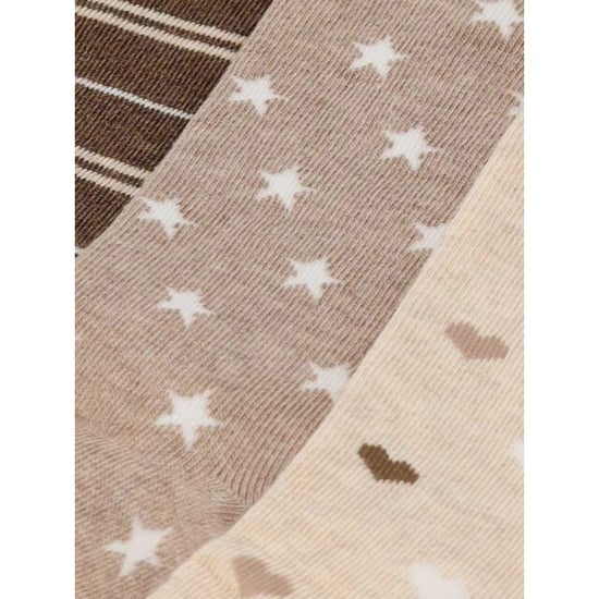 Apollo Dames sokken hartjes gestreept sterren print bio katoen 6-pack beige/bruin - Image 3