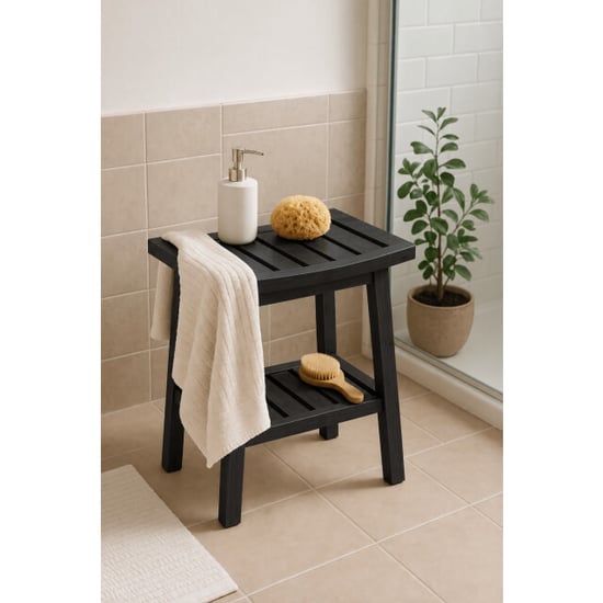 Casa di Elturo Badkamerkrukje bambino met opbergrek bamboe douchekruk l39,5 x b25 x - Image 2