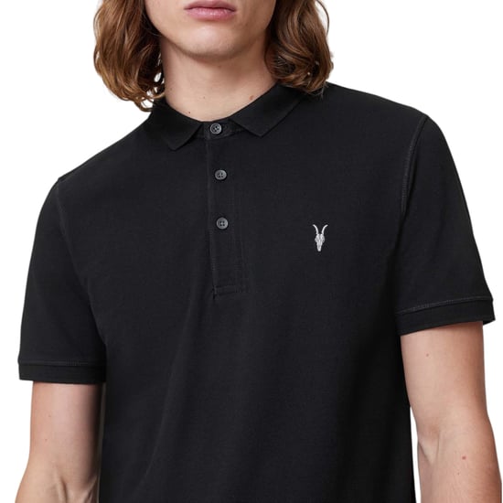 AllSaints Mens Reform Black Polo Shirt - Image 2