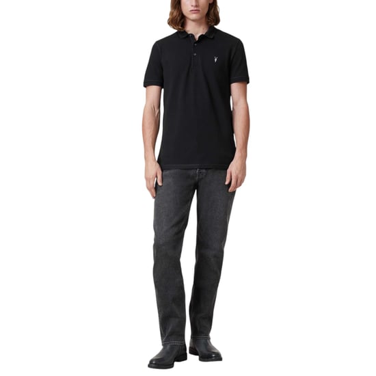 AllSaints Mens Reform Black Polo Shirt - Image 3