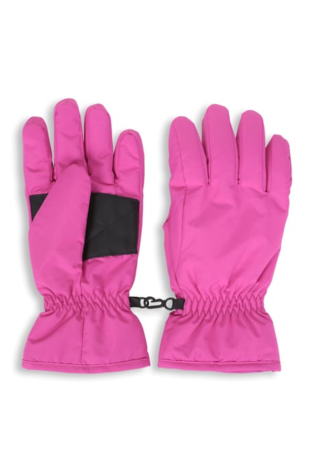 Women's Snow Accessories Set with Knitted Beanie, Fleece Neck Gaiter and Mittens Pink - Image 4